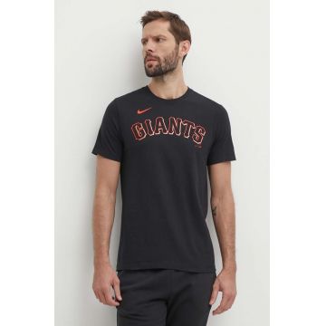 Nike tricou din bumbac San Francisco Giants barbati, culoarea negru, cu imprimeu