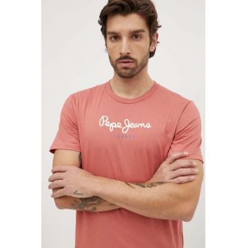 Pepe Jeans tricou din bumbac Eggo barbati, culoarea rosu, cu imprimeu