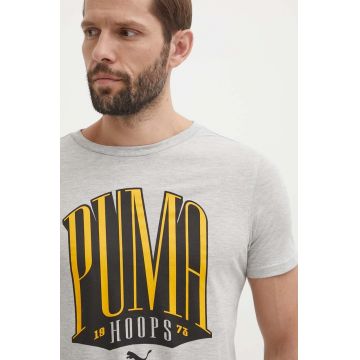 Puma tricou barbati, culoarea gri, cu imprimeu, 624819