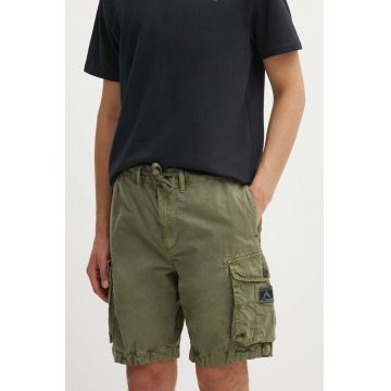 Superdry pantaloni scurti din bumbac culoarea verde