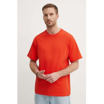 United Colors of Benetton tricou din bumbac barbati, culoarea portocaliu, neted