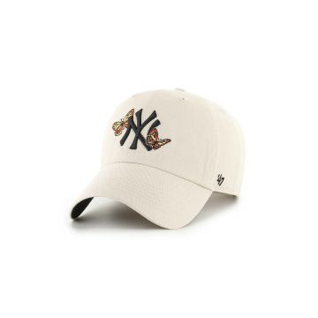 47 brand șapcă de baseball din bumbac MLB New York Yankees culoarea bej, cu imprimeu, B-ICACL17GWS-BN