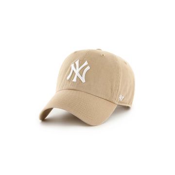 47 brand șapcă de baseball din bumbac MLB New York Yankees culoarea bej, cu imprimeu, B-NLRGW17GWS-KHD