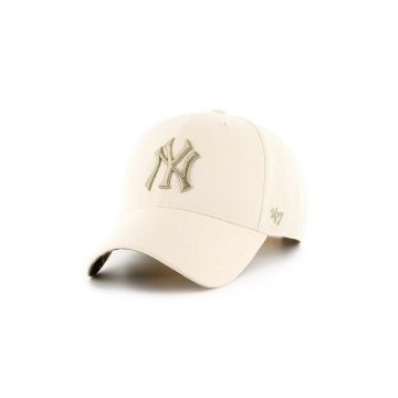 47 brand șapcă de baseball din bumbac MLB New York Yankees culoarea bej, cu imprimeu, B-TPCSP17CTP-NT