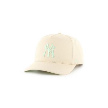 47 brand șapcă de baseball din bumbac MLB New York Yankees culoarea bej, cu imprimeu, BCWS-SRSHT17GWP-NT96