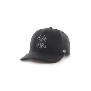 47 brand șapcă din amestec de lână MLB New York Yankees culoarea negru, cu imprimeu, B-CLZOE17WBP-BKB