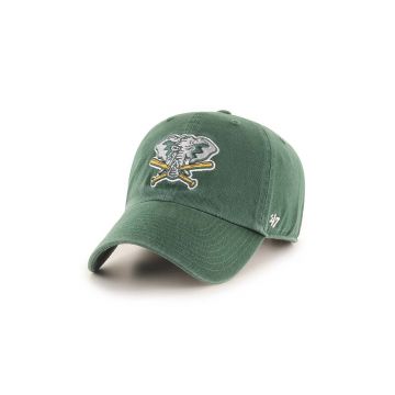 47 brand sapca MLB Oakland Athletics culoarea verde, cu imprimeu, BCPTN-NLRGW18GWS-DG93