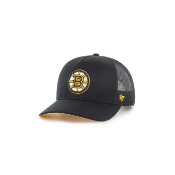 47 brand sapca NHL Boston Bruins culoarea negru, cu imprimeu, H-MSHTC01GWP-BKA