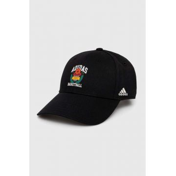 adidas șapcă de baseball din bumbac culoarea negru, cu imprimeu, JD6651