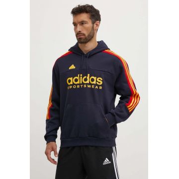 adidas bluza Tiro barbati, culoarea albastru marin, cu glugă, cu imprimeu, IY4531