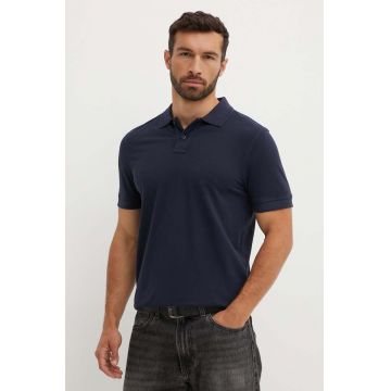 BOSS Orange polo de bumbac culoarea albastru marin, neted, 50507813