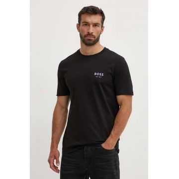 BOSS tricou din bumbac barbati, culoarea negru, cu imprimeu, 50521209