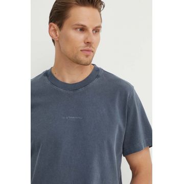G-Star Raw tricou din bumbac barbati, culoarea albastru marin, neted, D25737-C756