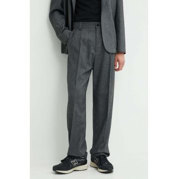 HUGO pantaloni din lana culoarea gri, cu fason chinos, 50520686