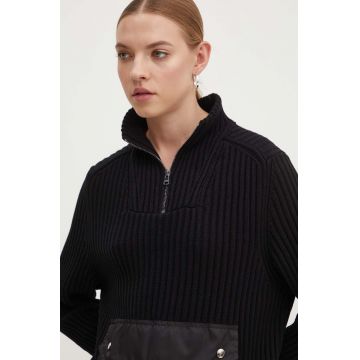 HUGO pulover de bumbac culoarea negru, light, cu turtleneck, 50516618