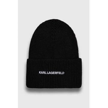 Karl Lagerfeld caciula din amestec de casmir culoarea negru, din tesatura neteda