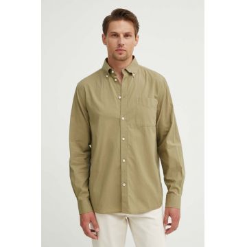 Les Deux camasa din bumbac barbati, culoarea verde, cu guler button-down, regular, LDM410183