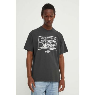 Levi's tricou din bumbac barbati, culoarea gri, cu imprimeu, 87373