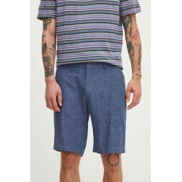 Medicine pantaloni scurți din in bărbați, culoarea bleumarin, melanj