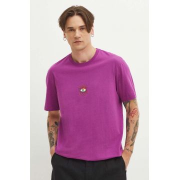 Medicine tricou din bumbac culoarea violet, cu imprimeu