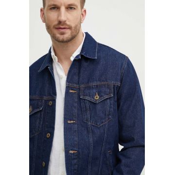 Pepe Jeans geaca jeans REGULAR JACKET barbati, culoarea albastru marin, de tranzitie, PM402715CU4