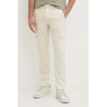 Pepe Jeans pantaloni SLIM CARGO POPLIN barbati, culoarea bej, cu fason cargo, PM211770