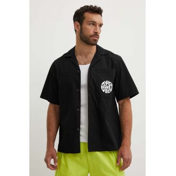 The North Face camasa din bumbac barbati, culoarea negru, cu guler clasic, relaxed, NF0A879AJK31