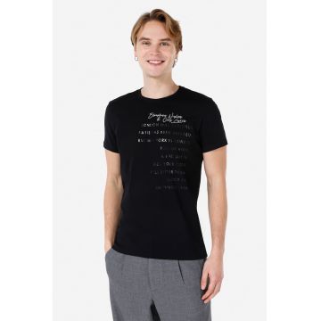 Tricou slim fit cu imprimeu text Tricou slim fit cu imprimeu text