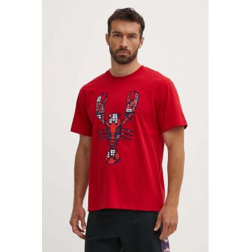 Vilebrequin tricou din bumbac TARECK barbati, culoarea rosu, cu imprimeu, TRKAP331