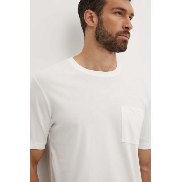 Vilebrequin tricou din bumbac TITAN barbati, culoarea alb, neted, TTNU0P00