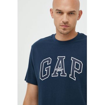GAP tricou din bumbac culoarea albastru marin, neted