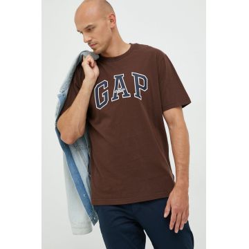 GAP tricou din bumbac culoarea maro, neted