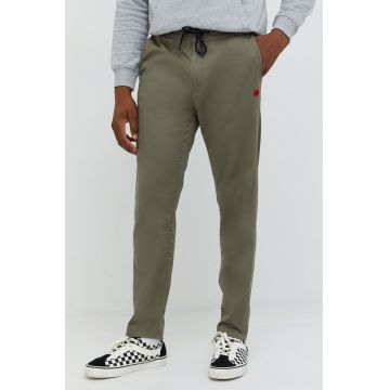 HUGO pantaloni barbati, culoarea verde, drept