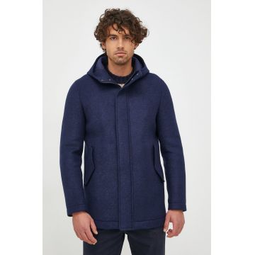 Manuel Ritz jacheta bomber din amestec de lana culoarea albastru marin, de tranzitie