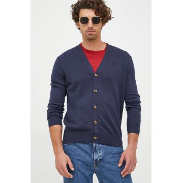 Pepe Jeans cardigan din amestec de lana barbati, culoarea albastru marin