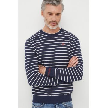 Pepe Jeans pulover din amestec de lana barbati, culoarea albastru marin, light
