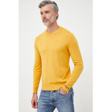Pepe Jeans pulover din amestec de lana barbati, culoarea galben, light