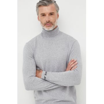 Pepe Jeans pulover din amestec de lana barbati, culoarea gri, light, cu guler