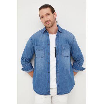 Sisley camasa jeans barbati, cu guler clasic, regular