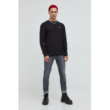 Tommy Jeans pulover de bumbac barbati, culoarea negru, light