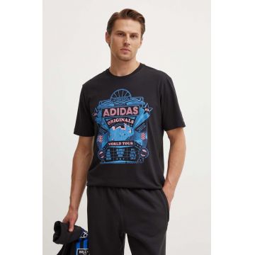 adidas Originals tricou din bumbac Street 4 barbati, culoarea negru, cu imprimeu, IZ2585