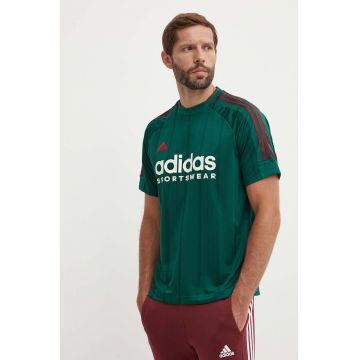 adidas tricou Tiro barbati, culoarea verde, cu imprimeu, IY2053