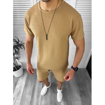 Compleu barbati tricou+pantaloni crem 12614 D3-5.2