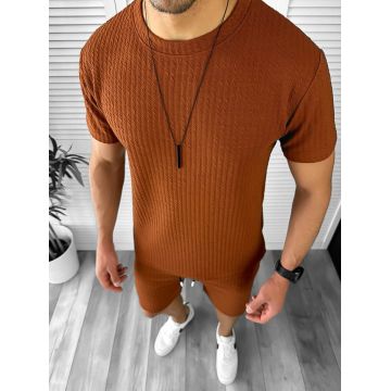 Compleu barbati tricou+pantaloni maro 12614 40-4
