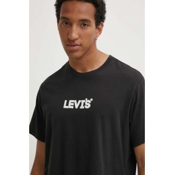 Levi's tricou din bumbac barbati, culoarea gri, cu imprimeu