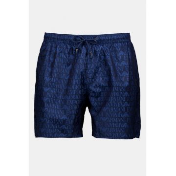 Pantaloni scurti de baie cu imprimeu logo si buzunare
