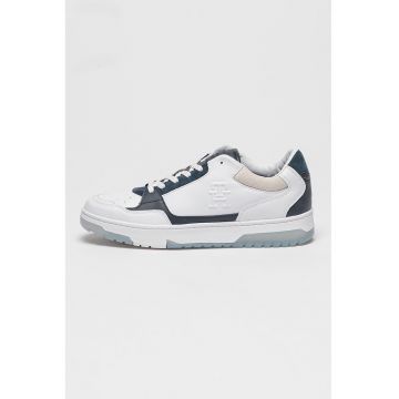 Pantofi sport de piele si piele ecologica cu logo