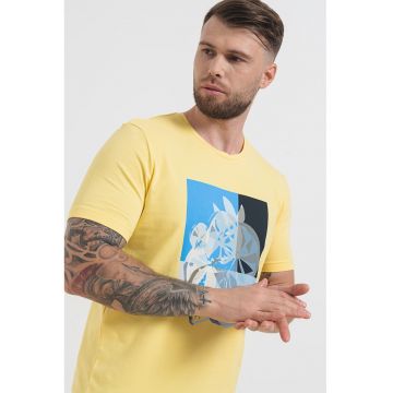 Tricou cu decolteu la baza gatului si imprimeu