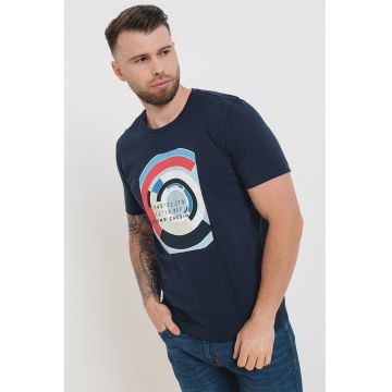 Tricou cu decolteu la baza gatului si imprimeu grafic