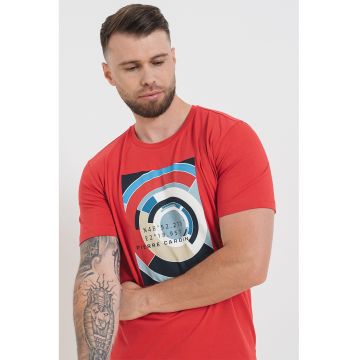 Tricou cu decolteu la baza gatului si imprimeu grafic